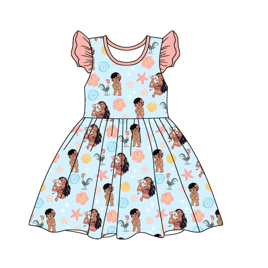 Preorder (moq 5)Baby Girls Princess Island Pearl Knee Length Dresses