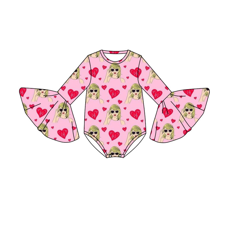 Baby Girls Long Sleeve Heart Singer Rompers preorder(moq 5)