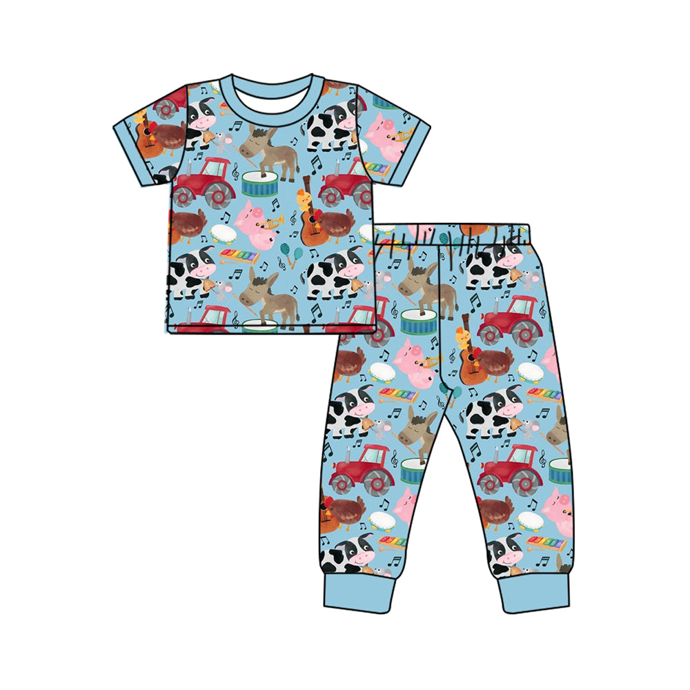 Baby Boys Animal Farm Top Pants Pajamas Kids Clothing Sets preorder(MOQ 5)