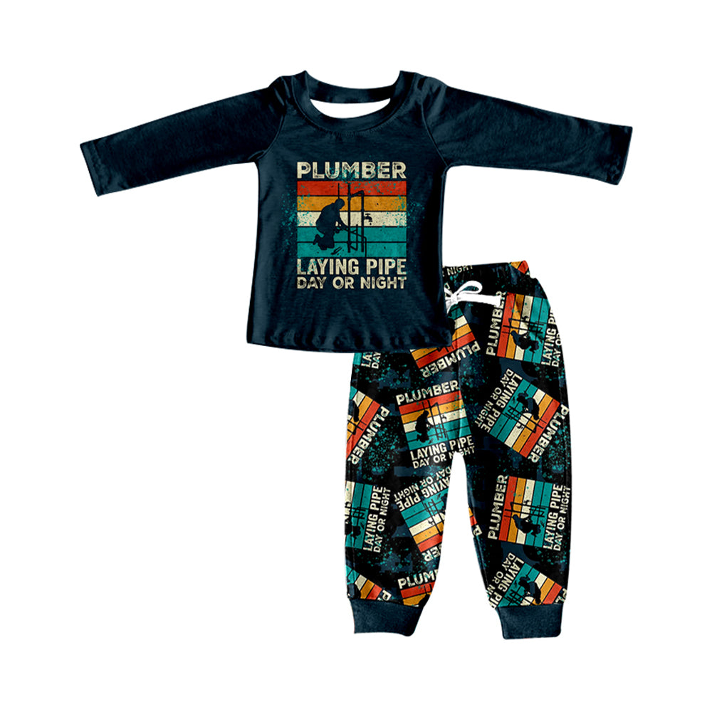 Baby Boys Lining Tee Top Pants Pajamas Clothes Sets preorder(MOQ 5)