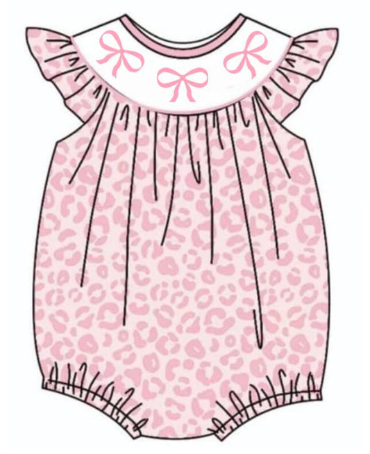 Baby Infant Girls Bows Pink Leopard Rompers preorder(moq 5)