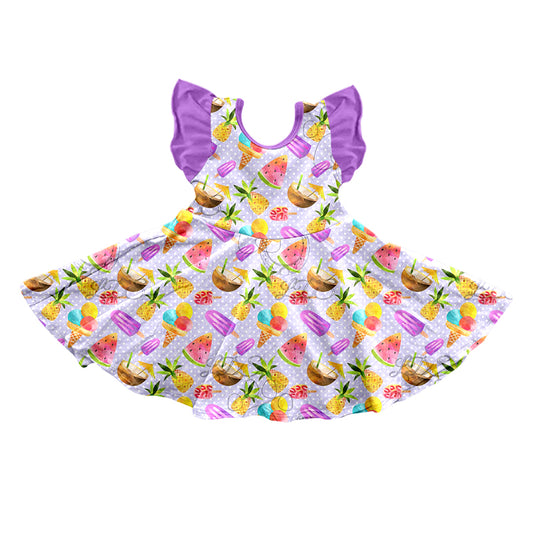Baby Girls Sweetie Fruit Flutter Sleeve Knee Length Dresses preorder(moq 5)