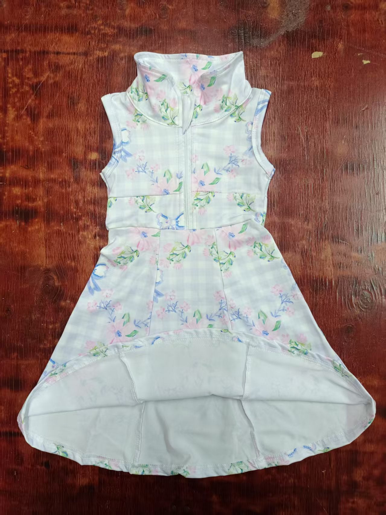 Preorder moq 5 Baby Girls Sleeveless Zipper Top Floral Knee Length Dress