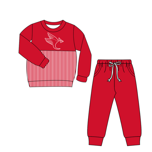 Preorder(moq 5)Baby Boys Eagles Stripe Top Pockets Jogger Pants Team Clothes Sets