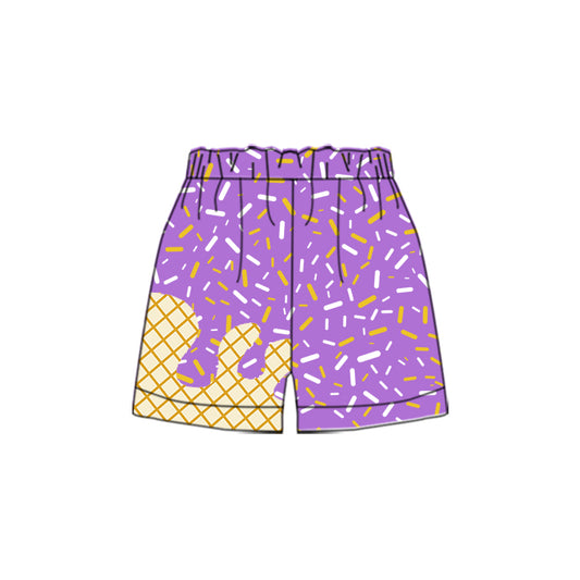 Preorder moq 5 Baby Boys Purple Sprikle Drips Bottom Shorts