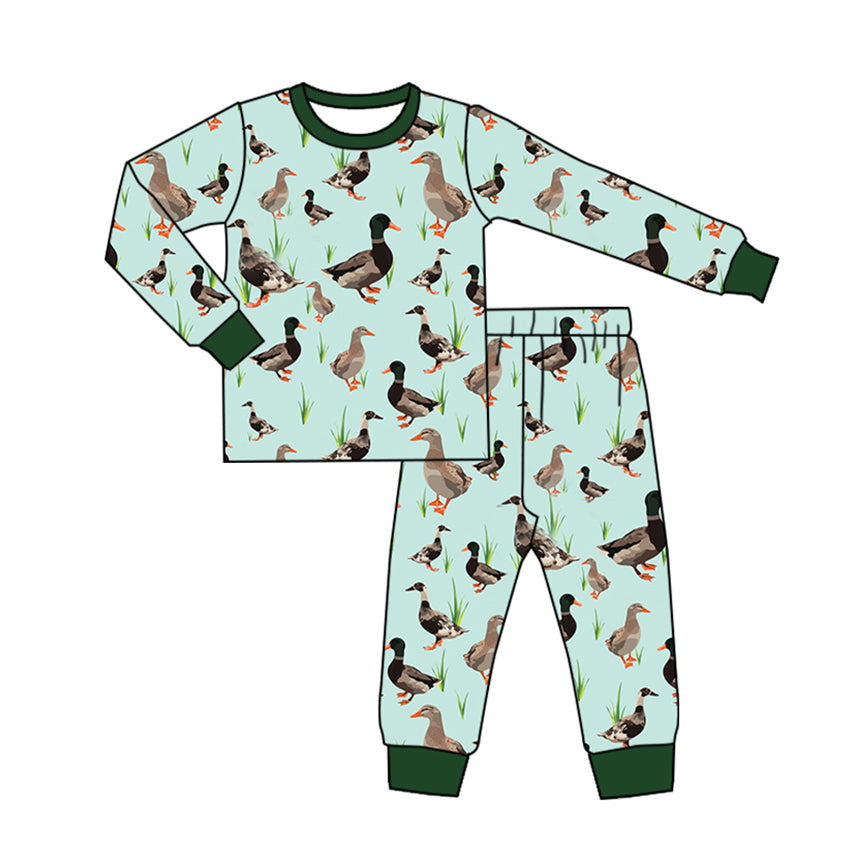 Baby Boys Southern Mallard Ducks Tee Top Pants Pajamas Clothes Sets preorder(MOQ 5)