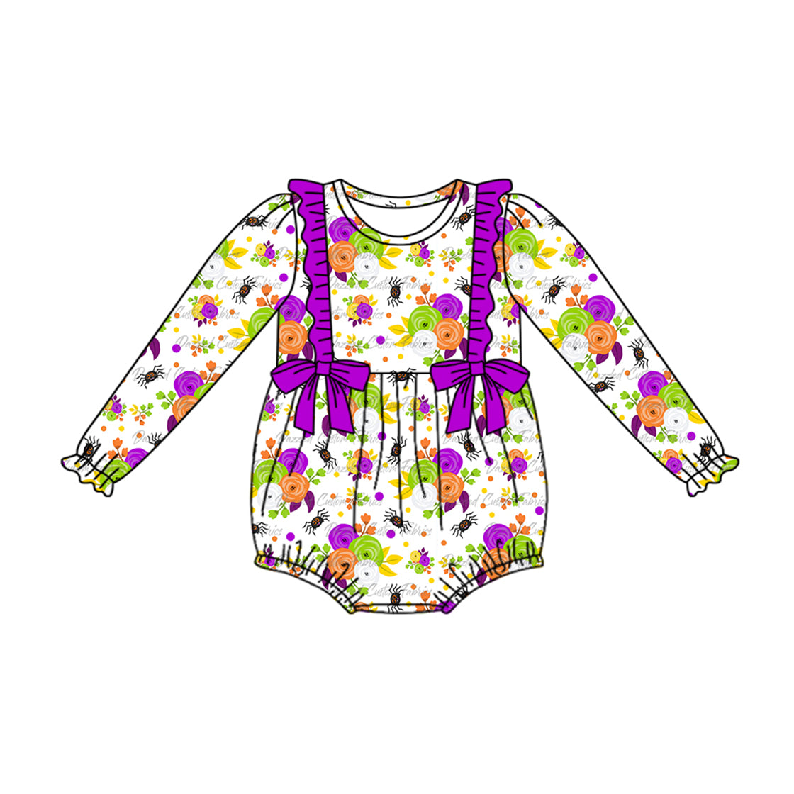 Baby Toddler Girls Halloween Flowers Bows Long Sleeve Rompers preorder(moq 5)