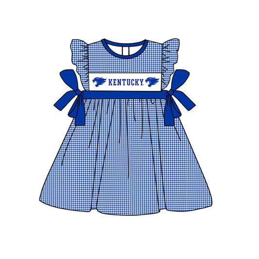 Baby Girls Kentucky Flutter Sleeve Bows Knee Length Dresses preorder (moq 5)