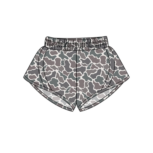 Preorder (moq 5)Adult Women Gray Camo Yoga Summer Shorts Preorder