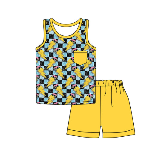 Preorder (moq 5)Baby Boys Back To School Pencil Shirt Shorts Clothes Sets