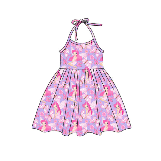 Preorder (moq 5)Baby Girls Pink Strap Butterfly Princess Knee Length Dresses
