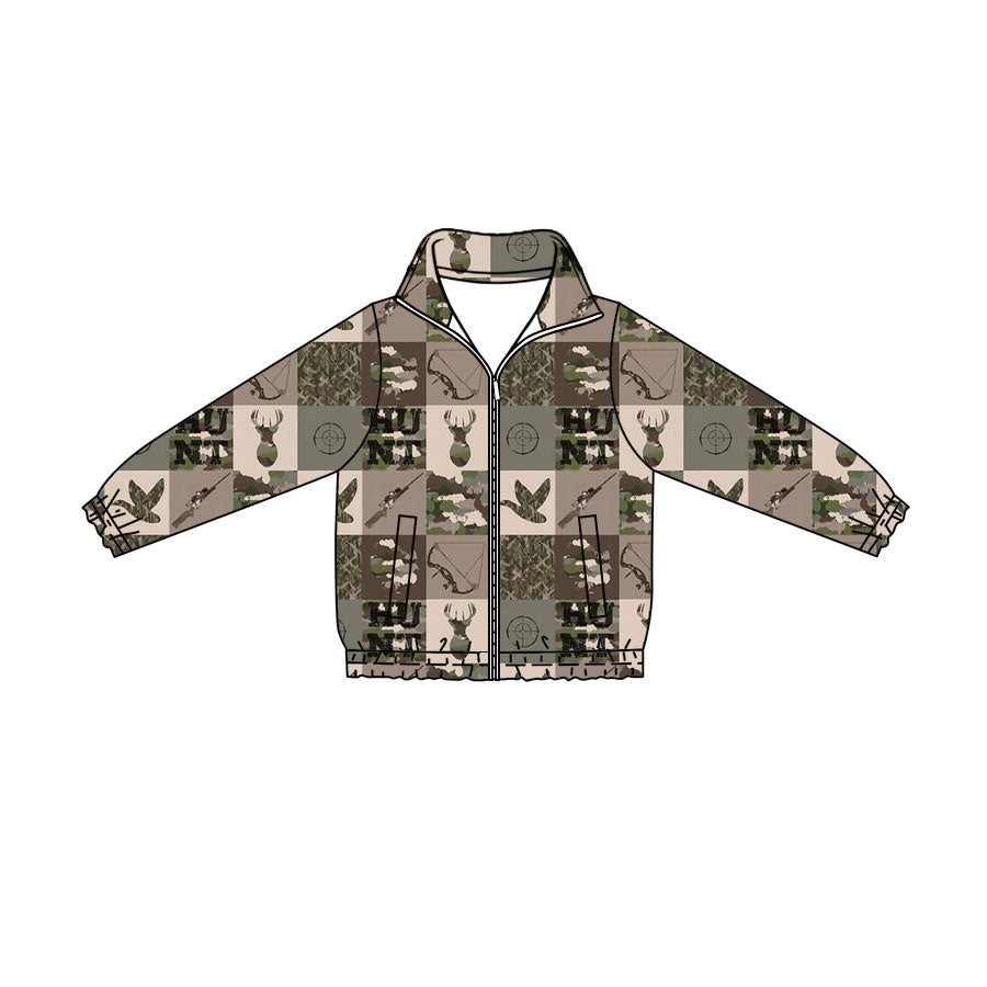 Preorder (moq 5)Baby Boys Deer Ducks Camo Hunting Zip Pockets Jackets Top