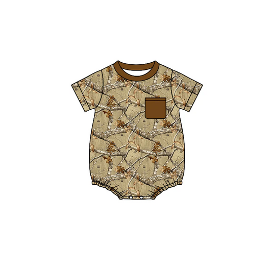 Baby Infant Boys Camo Tree Pocket Rompers preorder split order May 28th
