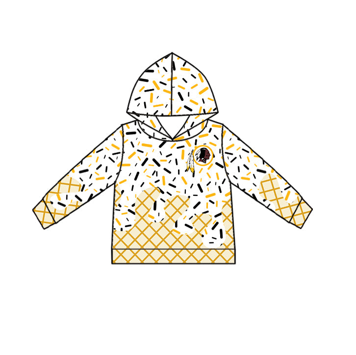Preorder (moq 5)Baby Boys Drip Sprinkles Washington Redskins Team Long Sleeves Hoodies Top
