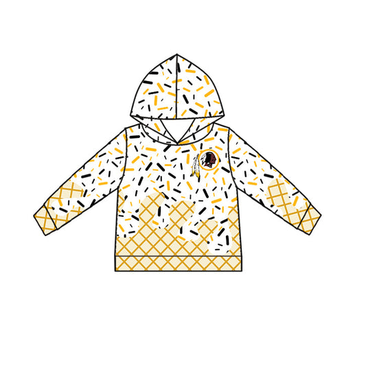 Preorder (moq 5)Baby Boys Drip Sprinkles Washington Redskins Team Long Sleeves Hoodies Top