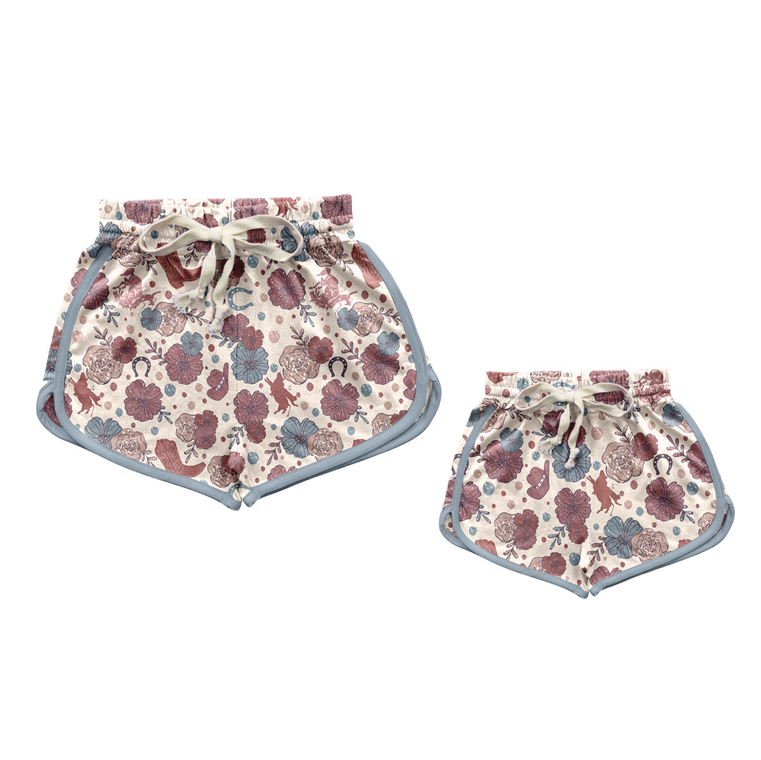 Preorder (moq 5 each) Mommy and Me Women Baby Girls Western Horse Flowers Hunting Shorts Bottoms