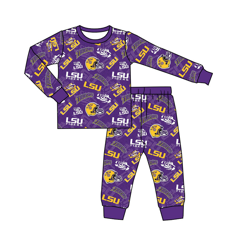 Baby Boys LSU Purple Team Top Pants Pajamas Clothes Sets Preorder(moq 5)