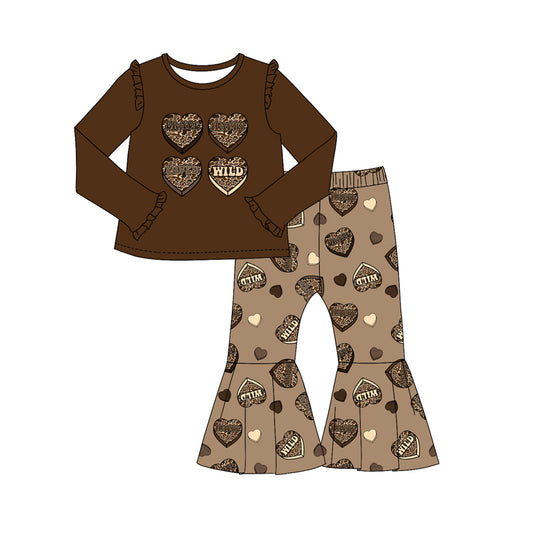 Baby Girls Valentines Hearts Shirt Top Bell Pants Sets preorder(MOQ 5)