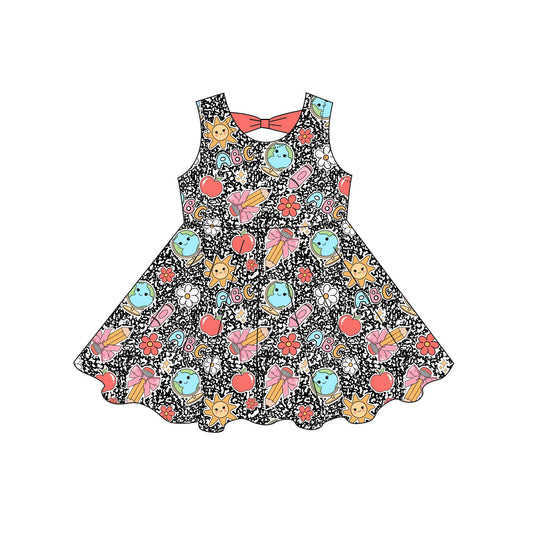 Preorder moq 5 Baby Girls Sleeveless Pencils ABC Back to School Knee Length Dresses