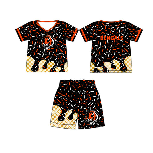 preorder(moq 5) Baby Boys Bengals Team Short Sleeve Tee Shirt Shorts Clothes Sets