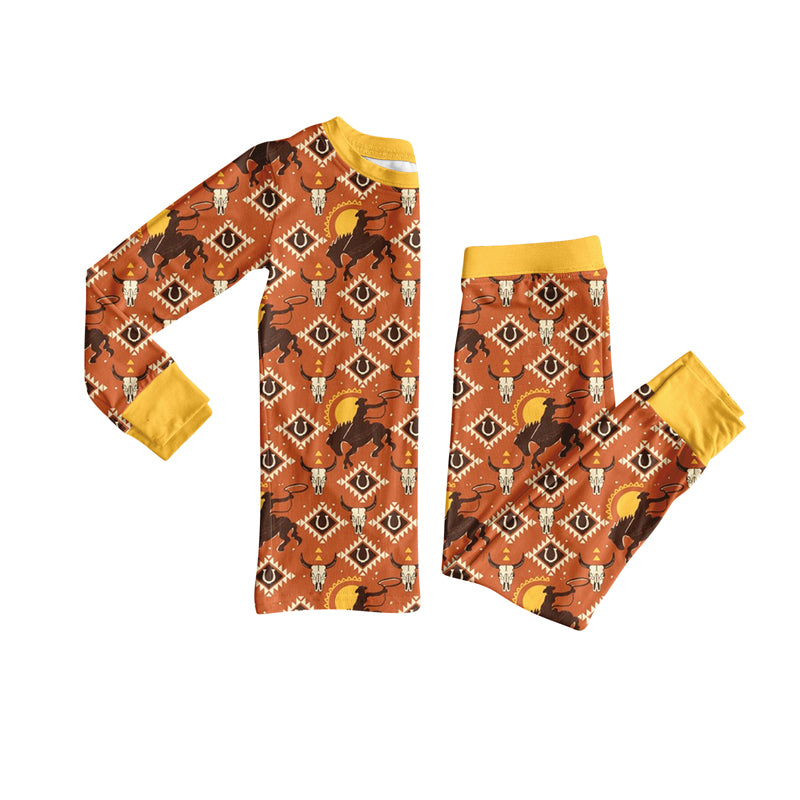 Preorder(moq 5) Baby Boys Western Rodeo Cowboys Top Pants Lounge Wear Pajamas Sets