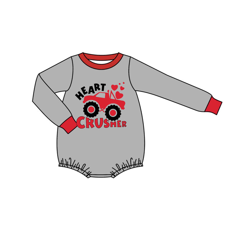 Preorder (moq 5)Baby Boys Hearts Trucks Valentine Long Sleeve Rompers