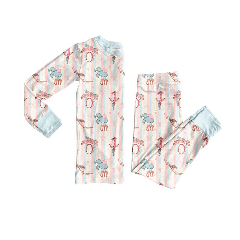 Preorder (moq 5)Baby Boys Girls Animals Bows Stripes Top Pants Pajamas Clothes Set
