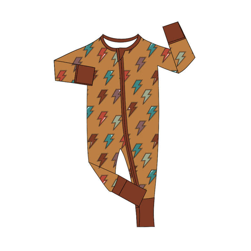 Preorder(moq 5)Baby Infant Boys Long Sleeves Colorful Lights Plaid Zipper Rompers
