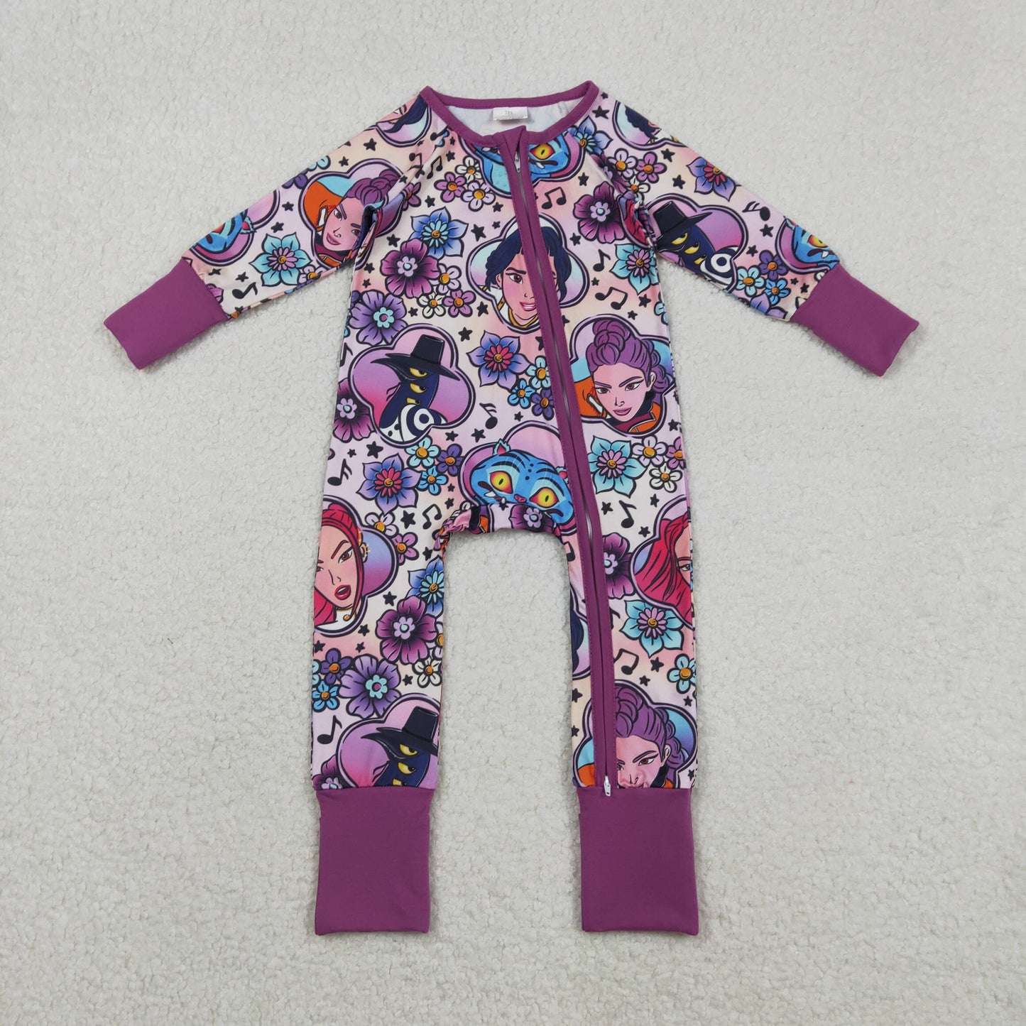 Baby Girls Cartoon Demon Hunter Flowers Two Way Convertible Rompers