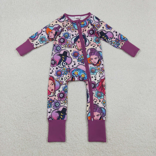 Baby Girls Cartoon Demon Hunter Flowers Two Way Convertible Rompers