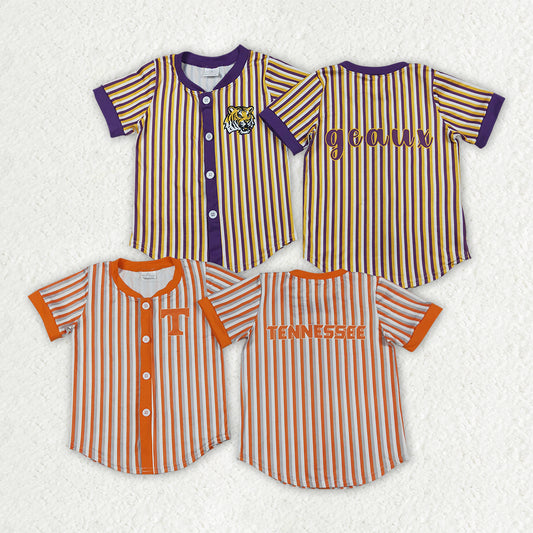 Sibling Baby Boys Short Sleeve Stripe Team Button T-shirts Top