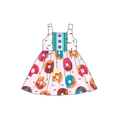 Baby Girls Donuts Summer Knee Legnth Dresses preorder (moq 5)