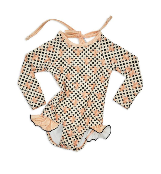 Baby Girls Flowers Dots Long Sleeve Top One Piece Swimsuits preorder(moq 5)