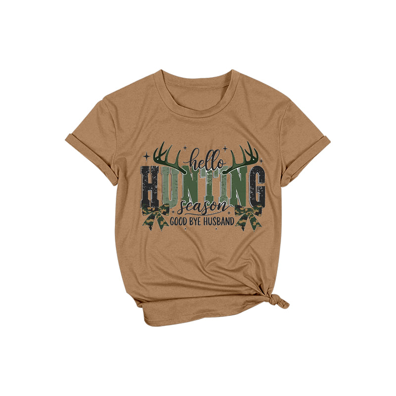 Adult Women Brown Deer Hunting Season Tee Shirts Tops Preorder(moq 5)