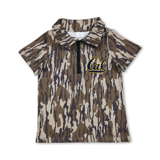 Preorder (moq 5)Baby Boys Olive Wood Camo Cal Team Zip Pullovers Top