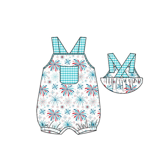 Baby Infant Boys 4th Of July Firework Pockets Rompers preorder(moq 5)