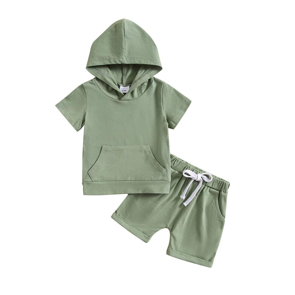 Baby Boys Green Hooded Short Sleeve Top Shorts Clothing Sets Preorder(moq 5)