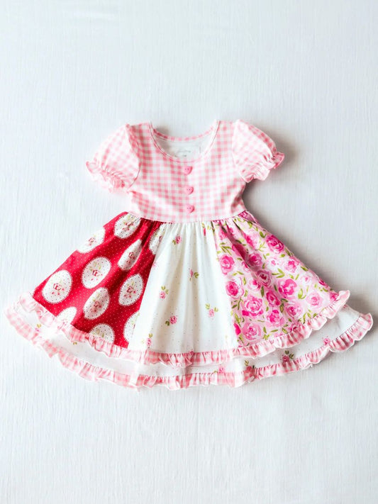 Baby Girls Pink Floral Ruffles Knee Legnth Dresses preorder (moq 5)