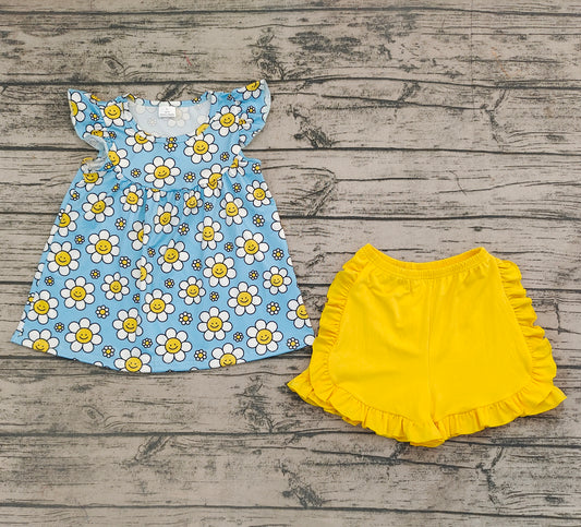 Baby Girls Flowers Tunic Summer Shorts Sets