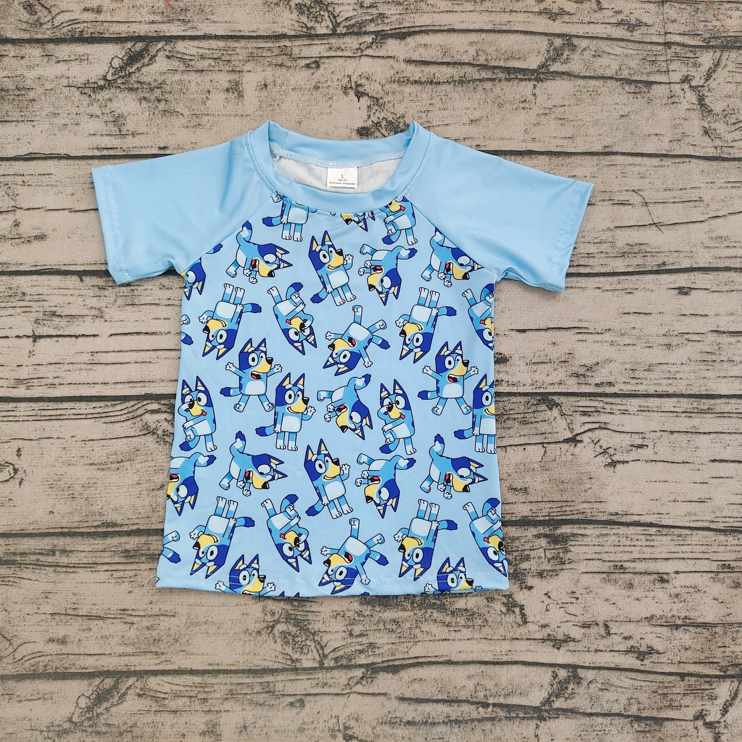 Baby Boys Blue Dog Short Sleeve Shirts Tops