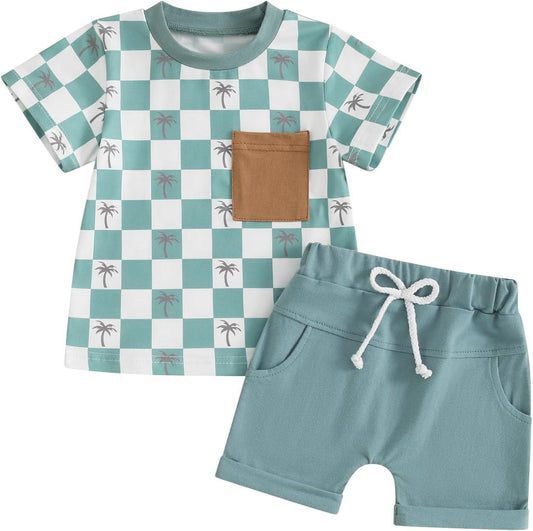 Baby Boys Tree Summer Top Green Shorts Clothes Sets order preorder (moq 5)