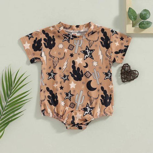 Baby Infant Boys Western Cow Skull Short Sleeve Rompers preorder(moq 5)