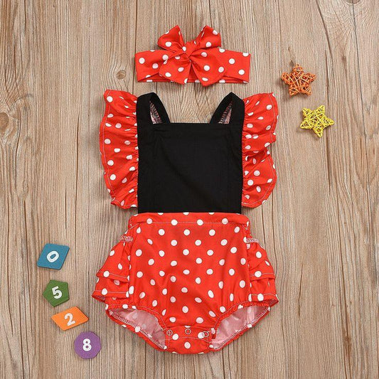 Baby Infant Girls Red Dots Ruffle Rompers preorder(moq 5)