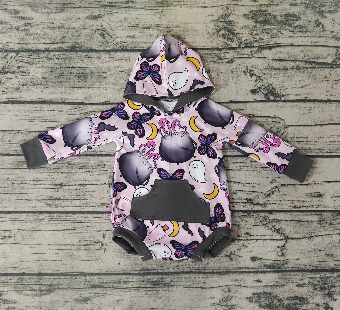 Baby Kids Pink Ghost Hooded Rompers