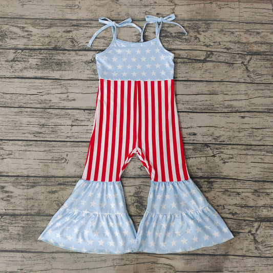 Baby Girls 4th Of July Stars Bell Bottom Jumpsuits
