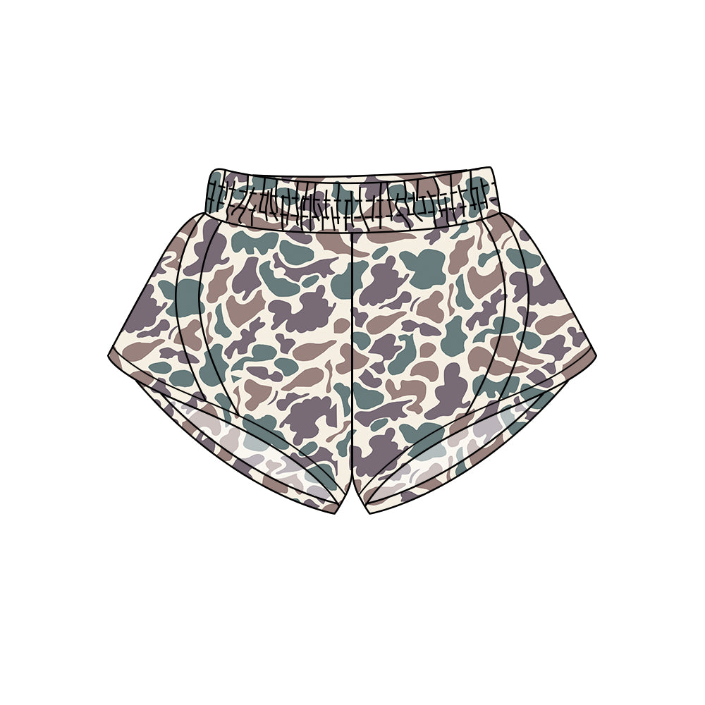 Preorder (moq 5)Adult Women Lavender Green Camo Yoga Summer Shorts Preorder