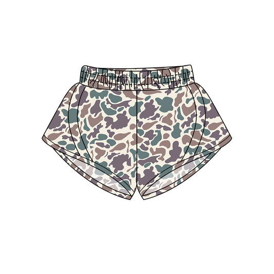 Preorder (moq 5)Adult Women Lavender Green Camo Yoga Summer Shorts Preorder
