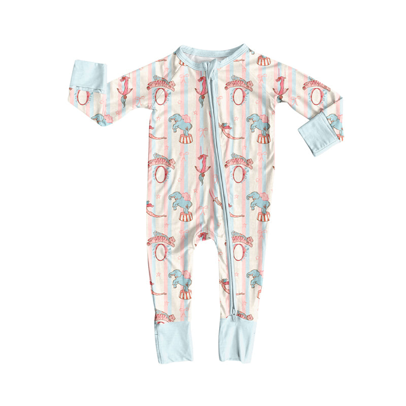 Preorder(moq 5)Baby Infant Boys Girls Animals Bows Stripe Zipper Footie Rompers