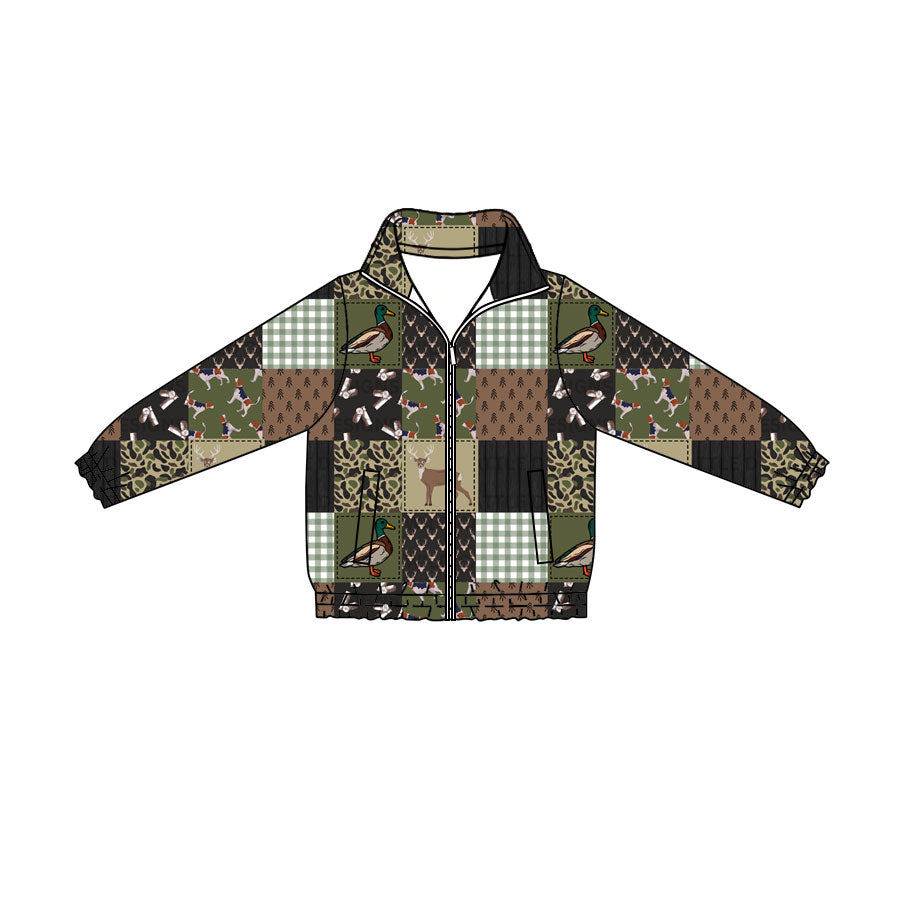 Preorder (moq 5)Baby Boys Deer Ducks Camo Hunting Zip Pockets Jackets Top