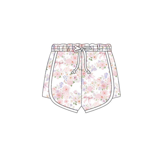 Preorder (moq 5)Baby Girls Light Pink Flowers Bows Shorts Bottom